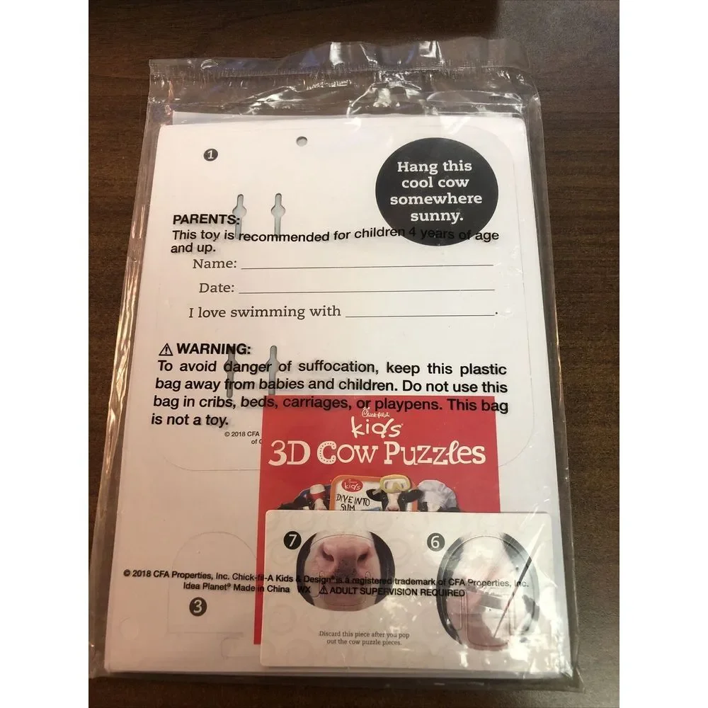 Chick-Fil-A Kids Meal Toy - 3D Cow‎ Puzzle - Artist - 2018 Restaurant Fast Food